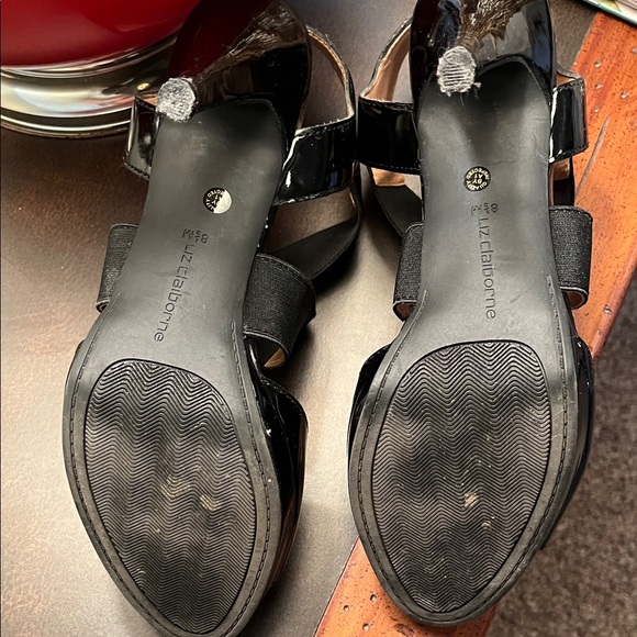 Liz Claiborne Black Patent Strappy Heels - Picture 8 of 12